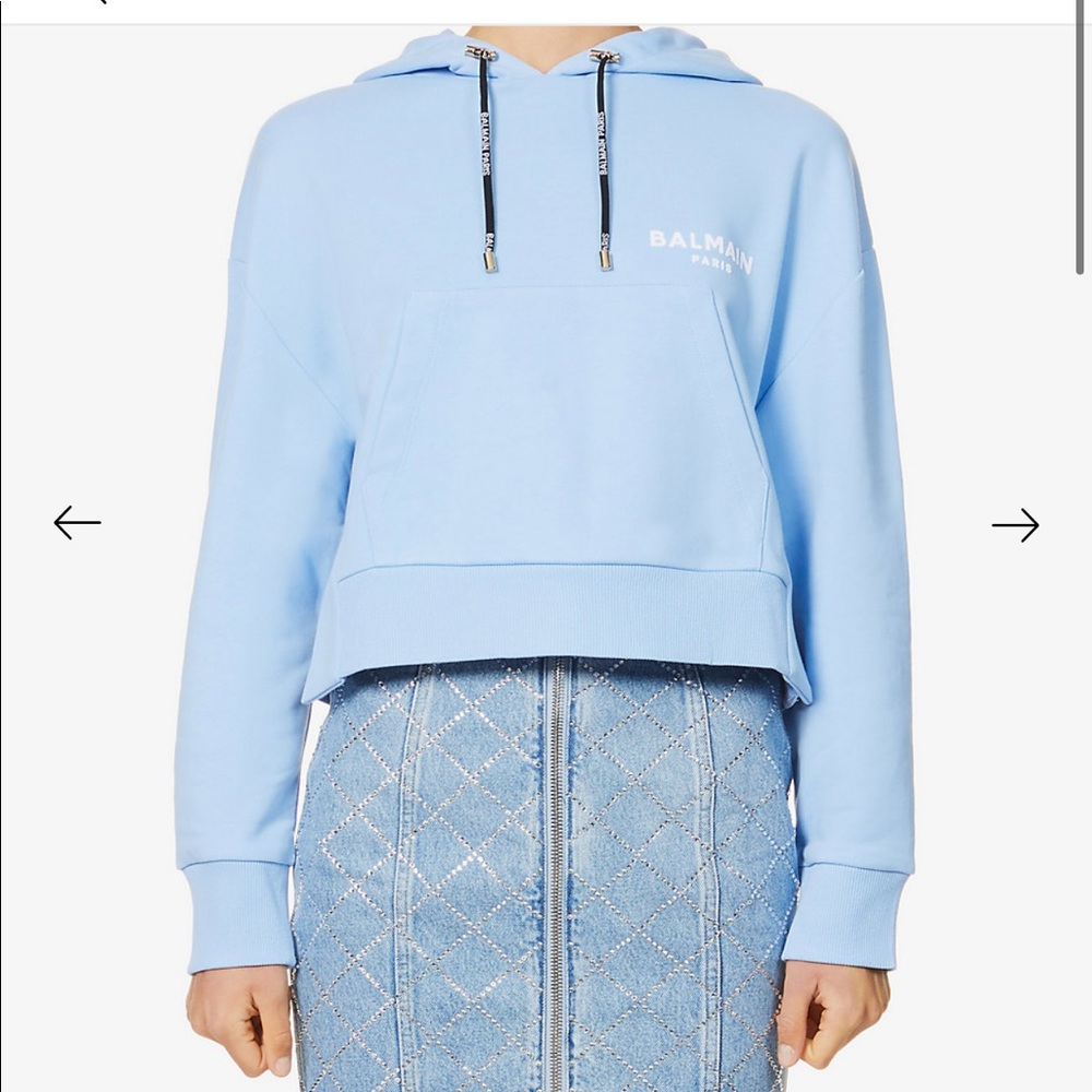 Balmain cropped logo print hoody size M